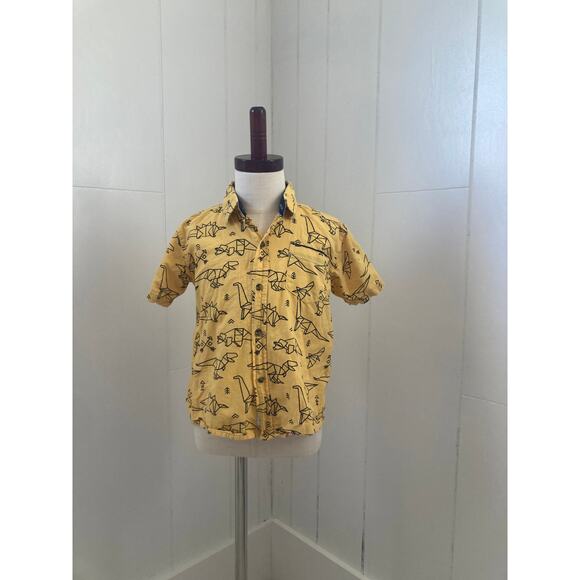 Craft + Flow Yellow Dinosaur Buttondown, Size 5 - Picture 1 of 6